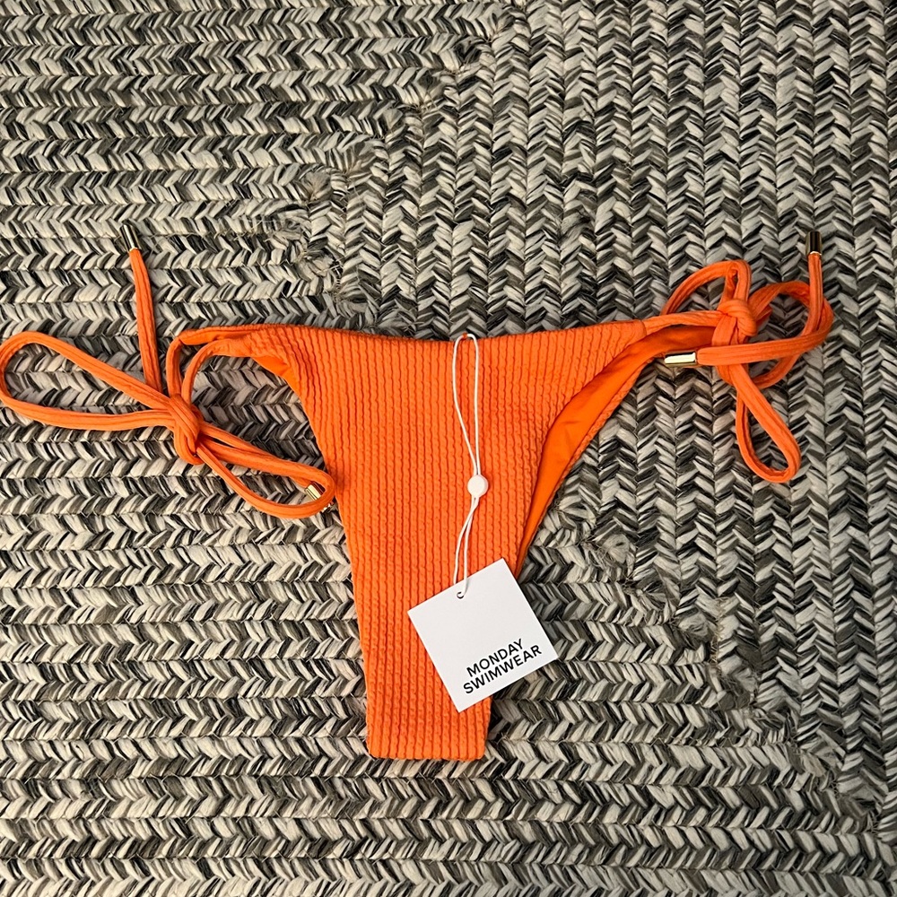 Monday Swimwear Palma Bottoms in Cantaloupe Crinkle